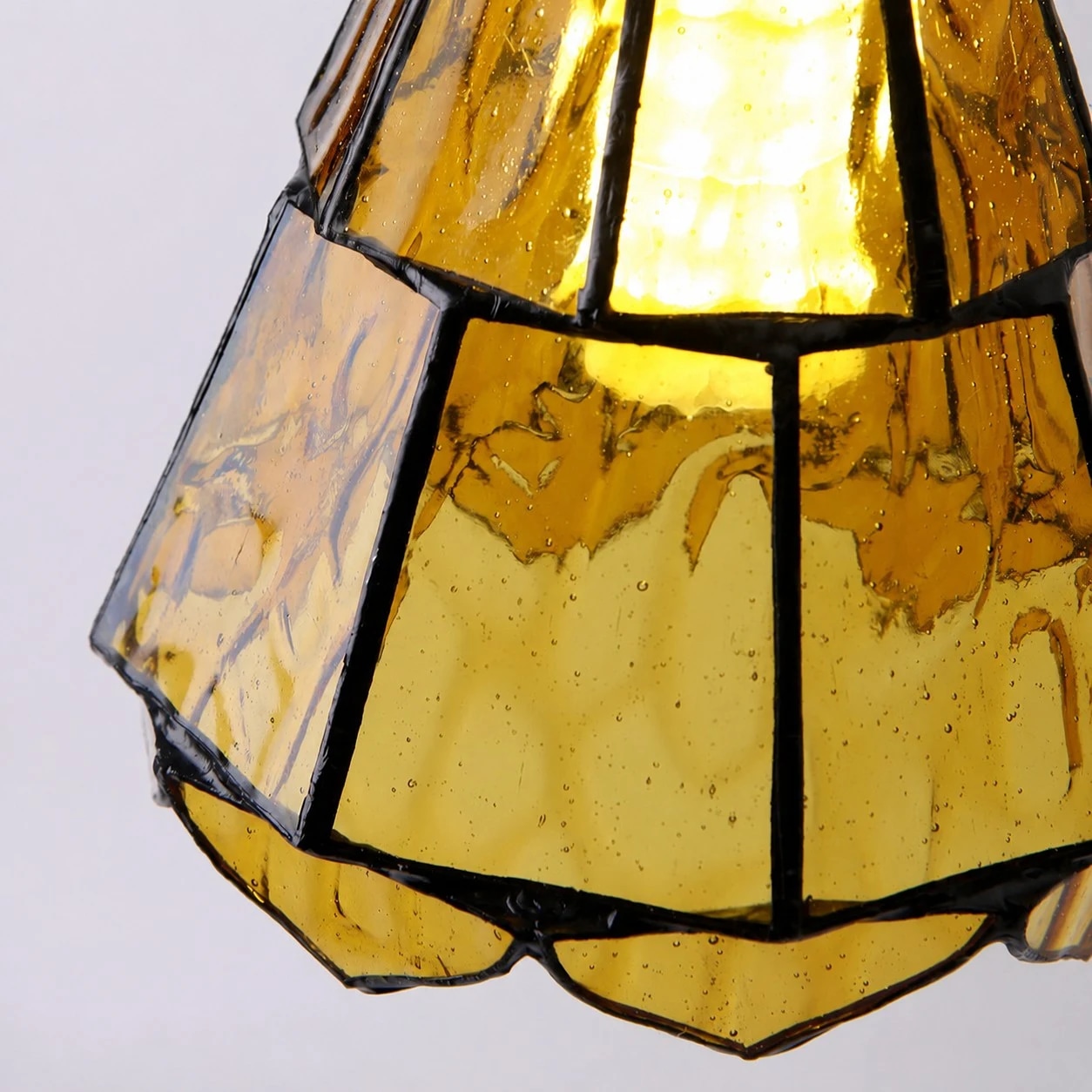 Amber ripple glass shade close-up