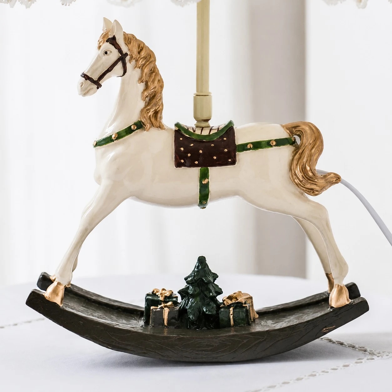 Painted rocking horse base with saddle and gift details