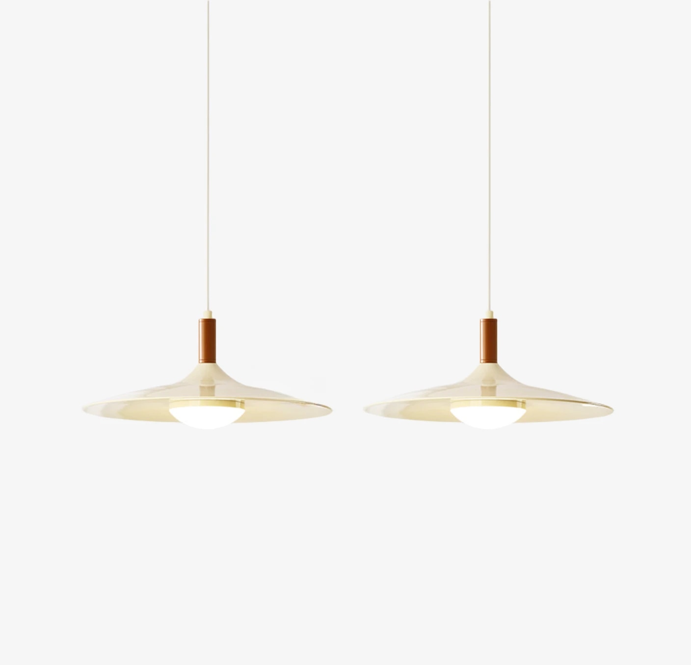 Cream pendant light with two heads