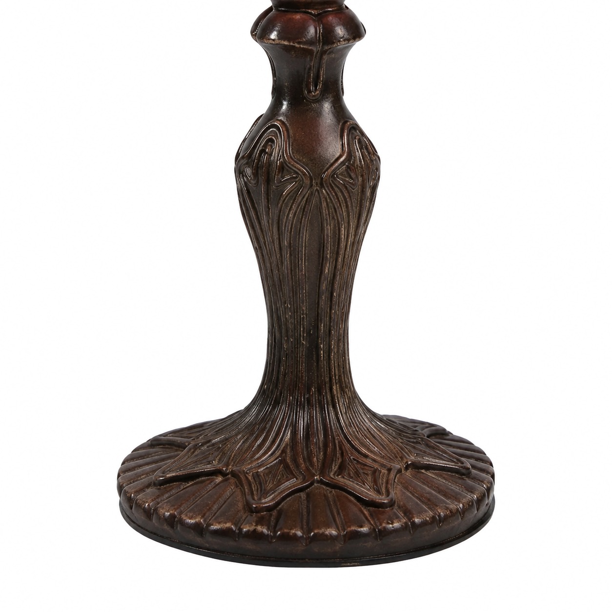 Close view of antique bronze lamp base