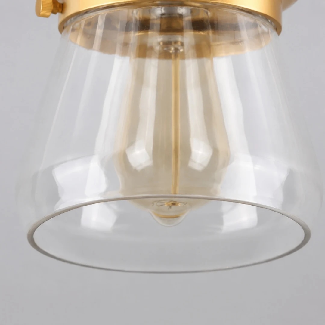 Clear glass shade edge and bulb opening detail
