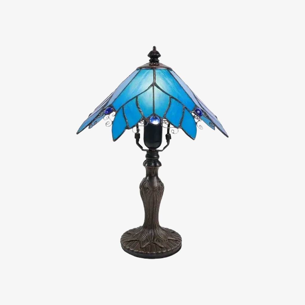 Aqua blue shade table lamp