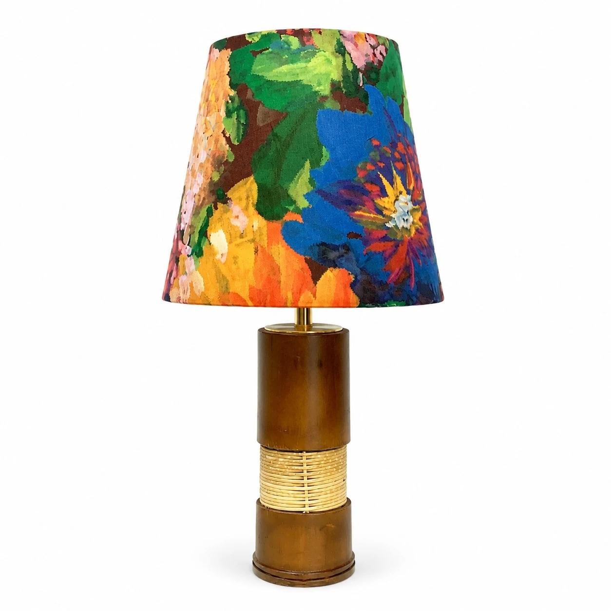 Vivid Floral shade bamboo table lamp