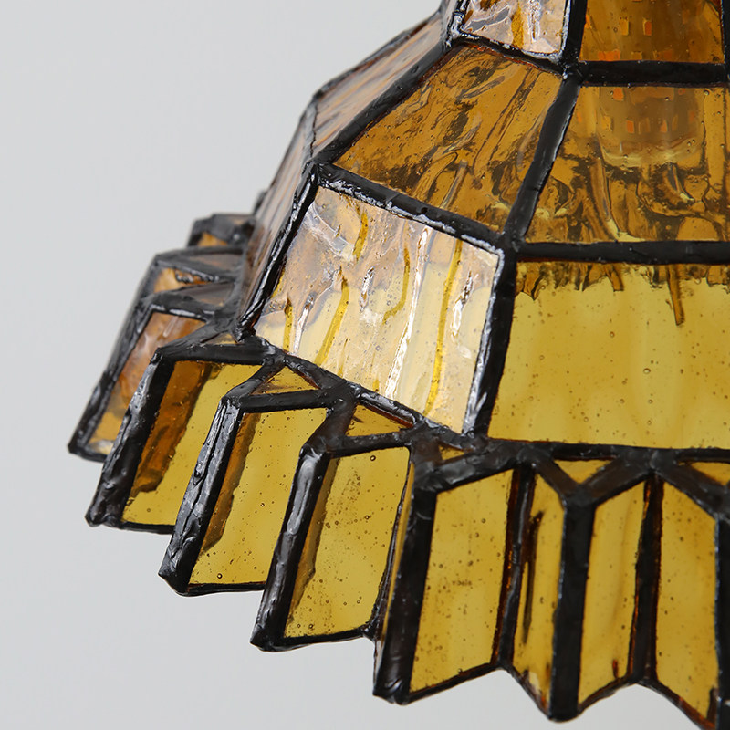 Amber stained glass shade edge detail