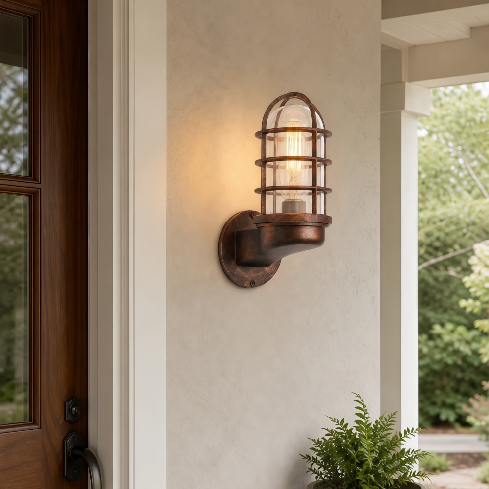 Patnox Clear Glass Wall Sconce Near A Covered Patio Door