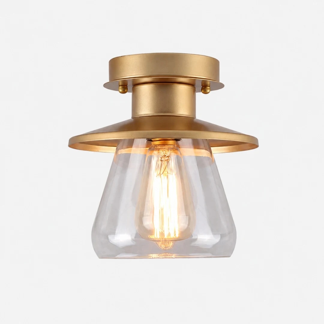 Gold metal and glass ceiling light