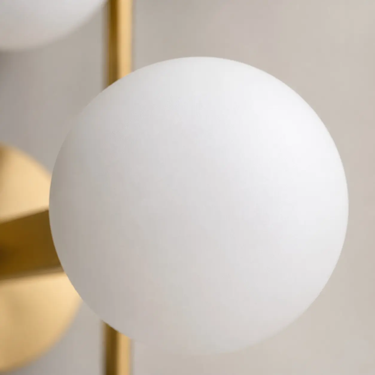 Close-up of the sculpted glass shade