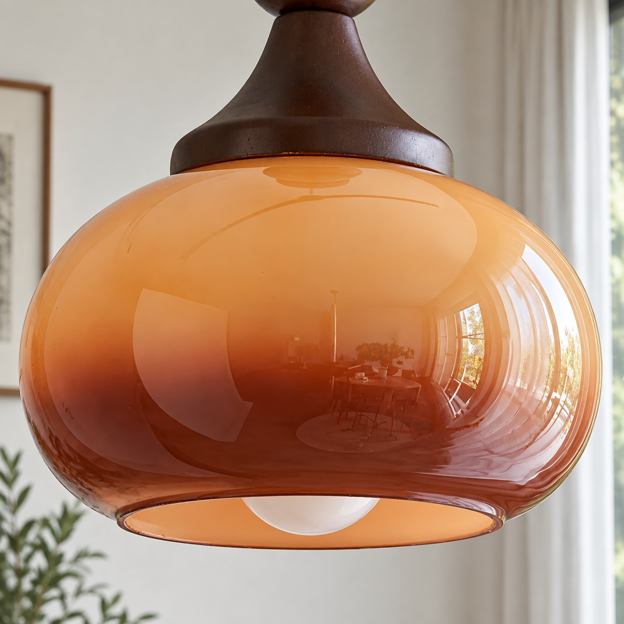 Brown shade and socket detail